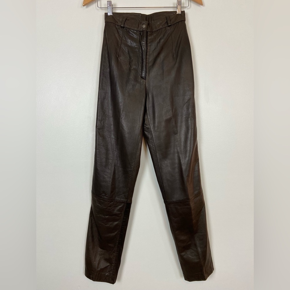 Vintage Andrew Marc Genuine Soft Leather Brown High Waisted Pants